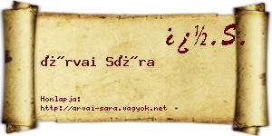 Árvai Sára névjegykártya
