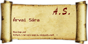 Árvai Sára névjegykártya