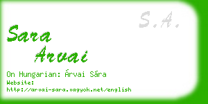 sara arvai business card